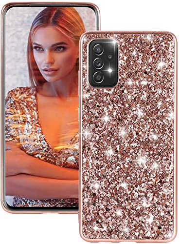 Handyhülle für Samsung Galaxy A53 Hülle Glitzer Bling Sparkle Stoßfest Anti-Kratzer Ganzkörper 360 Grad Schutzhülle Galaxy A53 Hülle Ultra Dünn TPU Handyhülle Bumper Case für Samsung A53 5G (Roségold)