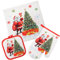 DOITOOL Weihnachten Ofenhandschuhe Topflappen Handtuch Weihnachtsmann Weihnachtsbaum Hitzebeständige rutschfeste Kochhandschuhe für Silvester Urlaub Grillen Kochen Backen Grillen
