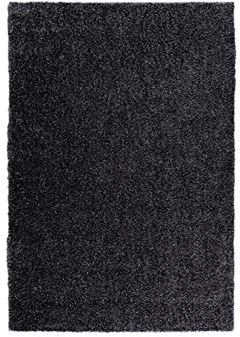 Mynes Home Hochflor Shaggy Teppich einfarbig anthrazit schwarz 70x250 cm/pflegeleicher Langflor Wohnzimmer Teppich Läufer