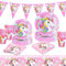Raveparty 102 Pezzi Stoviglie Compleanno unicorno, Piatti Tovaglioli Tovaglia Bicchieri di Carta per Festa Bambino