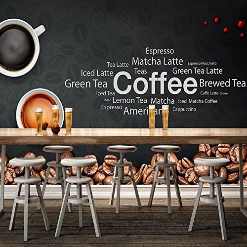 Photo Papier Peint 3D Café Tableau Noir Anglais Lettre Peintures Murales Rétro Café Restaurant Fond Peinture Murale Fresque, 430 * 300cm