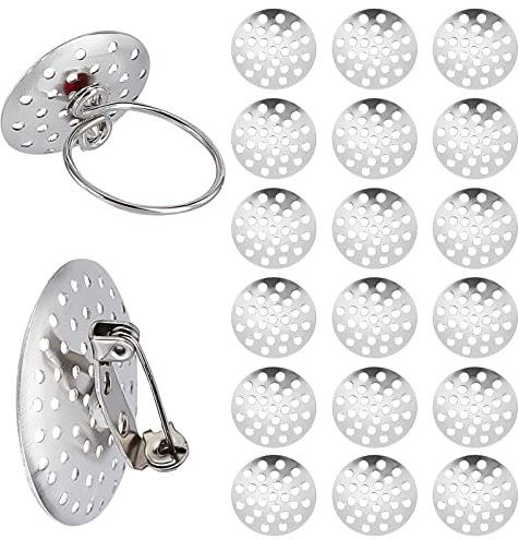 SUNNYCLUE 1boîte 200pcs Broche Base Réglage Broche Tamis Résultats Disques Ronds Blancs Plat Plateau Anneau Composant Broche Base pour la Fabrication de Bijoux Accessoires Femmes Adulte DIY Broches An