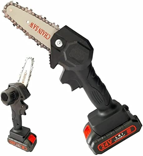 21 SHOP® Motosega a batteria 4 Pollici Portatile 24V con una batteria inclusa Mini elettrosega tagliarami