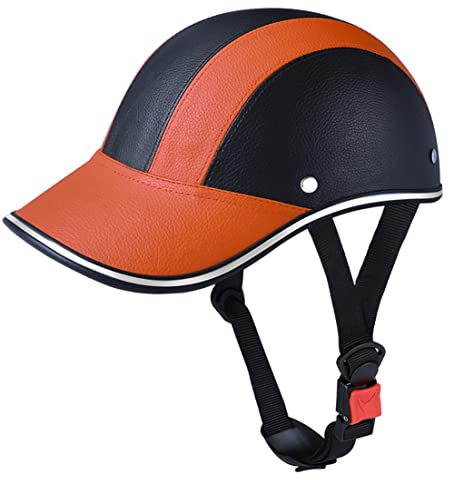 Motorrad-Retro-Halbhelm im Baseballkappen-Stil für Männer und Frauen, Leder-Halbschalen-Jethelm, DOT/ECE-zugelassen, offenes Gesicht, Motorradhelm, Totenkopf-Kappe, für Cruiser Scooter ATV E