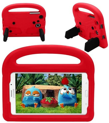Funda para tablet Samsung Galaxy Tab 3 4 7.0 pulgadas SM-T230 T231 T235 P3200, apta para niños, mango con soporte, cubierta de espuma EVA segura, ligera, a prueba de golpes, color rojo
