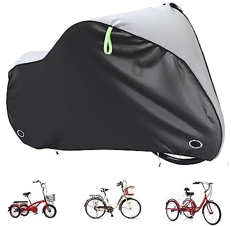 TUSAUW Bike Cover,Adult Tricycle Cover Trike Cover,Bicycle Cover, Waterproof Outdoor Bicycle Cover Anti Dust Rain Snow UV, 3-Wheel Bike or Motorcycles Outdoor and Indoor Storage with Lock Hole