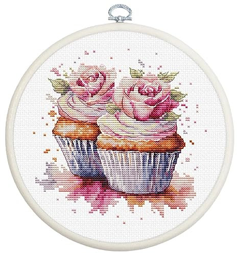 Luca-S Kreuzstich Stickpackung mit Stickrahmen Die Cupcakes Zählmuster