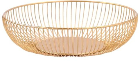 QOKLIYUI Cesta de frutas de alambre de Metal elegante, ligera y portátil, adecuada para todas las ocasiones, cesta de frutas de Metal, frutero de hierro, oro