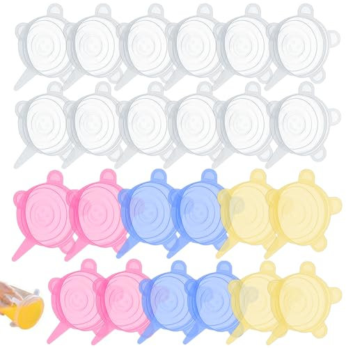 Couvercle boite de conserve pot confiture yaourt la laitiere adaptables ecologiques reutilisables sans BPA Lavage au lave-vaisselle (24 Pieces)