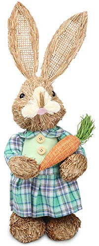 Tanant Lapin de Pâques Réaliste en Paille de Pâques - Décoration de Lapin - Décoration de Lapin en Paille - Décoration Mignonne de Lapin Debout de Pâques (Vert #46)
