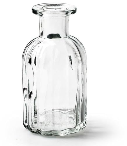 12 x Vasen aus Glas in geriffelter Optik, klar - Glasvasen Vintage - Blumenvasen - Dekoflaschen - Glasflaschen (12 x (10,5 cm Ø 5,5 cm))