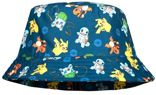 Pokemon Anglerhut für Jungen im Alter von 5–12 Jahren, Sommerhut für Kinder, leicht, atmungsaktiv, Sonnenhut, Geschenk für Jungen, Dunkelblau