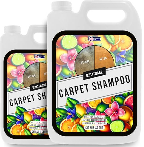 MultiWare Carpet Cleaner Shampoo Citrus 5L | Carpet Shampoo for Machines | Carpet Cleaner Solution | Safe for ALL Machines | Pet Friendly Formula | Removes Pet Odours and All Stains | 2 Bottles