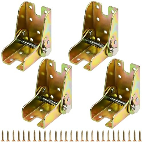 NAROSEBE 4 Pcs Charnière Pliante Autobloquante 90°, Charnière Pied de Table Rabattable en Acier, Charnière pour Table Pliante, Charnière Pied Rabattable, pour Table Basse Bureau Table de Travail, Doré