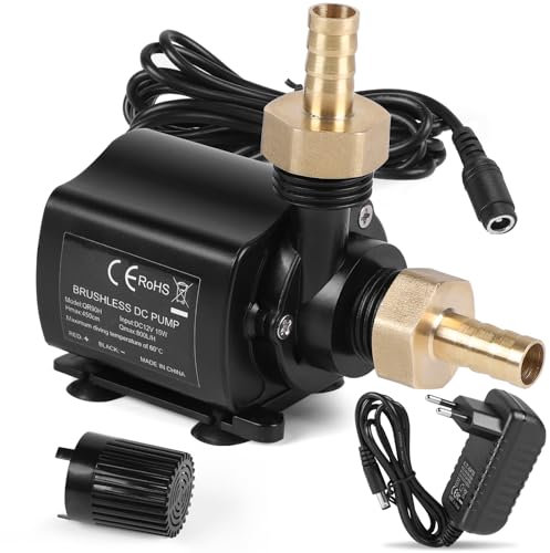 SWAWIS Pompa Acqua 12V 800L/H 4,5M Pompa Sommersa con Controllo Della Velocità Adattatore di Rete Pompa Immersione Mini Pompa Pompa Aspira Acqua Ultra-Quiet Pompa per Acquario Fontana Laghetto