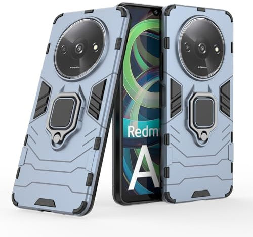 Funda para móvil Xiaomi Redmi A3 / Poco C61 Carcasa Magnética con Anillo Imán Antigolpes Resistente Rígida Dura [Tecnología Absorción Golpes] (Xiaomi Redmi A3 / Poco C61, Azul Marino)