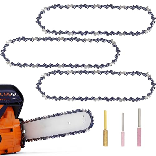 3 x 25 cm Sägekette 3/8LP 40 Antriebsglieder 1,1 mm Rückschlagsarme Akku Kettensäge Kette für 10 Zoll Schwert, Ersatzkette Kompatibel mit Makita DUC254Z, Einhell-GE-LC 18/25 Li, Oregon