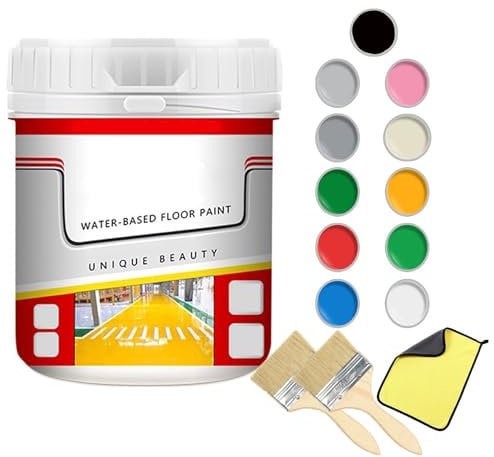 Quick-Dry Anti-Slip Water-Based Floor Paint, 500G Anti-Slip Concrete Floor Paint, Concrete Floor Paint for Interior and Exterior (Yellow)