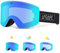 LECAGE Photochrome Skibrille Herren Damen Rahmenlose Selbsttönend Snowboard Brille für Brillenträger Anti-Beschlag UV-Schutz Kompatibler Helm Schneesportbrille für Alle Wetterverhältnisse (Blau)