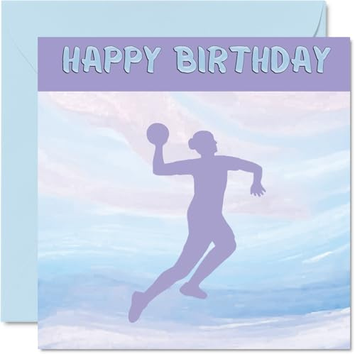 Sport-Geburtstagskarten für Frauen und Mädchen – Handball-Mädchen im Sport – Handball-Geburtstagskarte für Freundin, Schwester, Tochter, Nichte, Teamkollegen, 145 mm x 145 mm, Sportsportler-Grußkarten