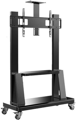 Home Commercial Portable TV Cart, Conference Room/Classroom/Yoga Studio Mobile Floor TV Riser Stand Adjustable, for 55-85 Flat Curved TVs Up to 100kg/220 Lbs