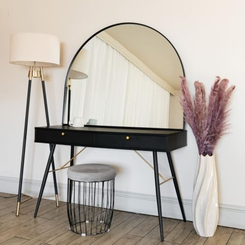 Jobu | Arched Mirror with Black Metal Frame – 95cm x 120cm for Bedroom, Hallway or Living Room | Akiko