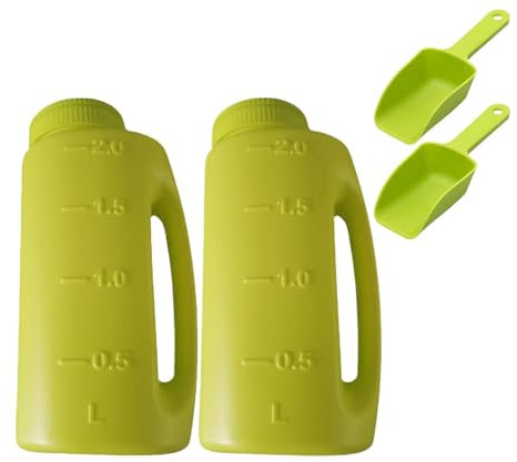 Snows Salzstreuer - 2 Packungen Rasensamenstreuer, 2 l Handstreuer für Rasensamen, Düngerstreuer, Unkraut und Futterstreuer, Erntestreuer, Eisschmelzspender mit Schaufel, verstellbare Lochgröße