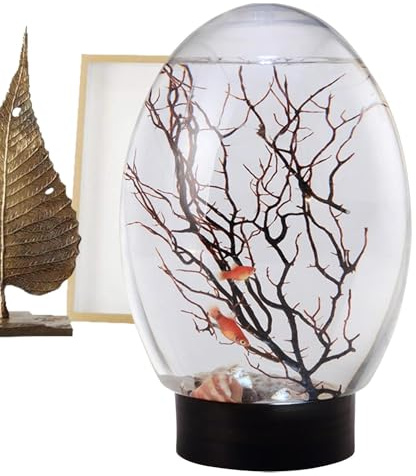 Fischschale – kleine Fisch-Aquarien mit LED-Licht | Lustiger aquaponischer Übertopf, Desktop-Landschaften für Zuhause