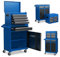 TANGZON Rolling Tool Chest, 2-in-1 Large Capacity Tool Cabinet with Wheels, 5 Drawers & Auto-Locking System, Heavy-Duty Metal Toolbox for Workshop, Warehouse, Garage (Black + Blue)