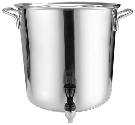 Yiustldd Edelstahl-Suppentopf mit Deckel, Milchkanne mit Hahn, Weinkübel (10–50 l) für alle Kochbedürfnisse,50L