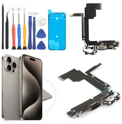Replacement for iPhone 15 Pro MAX Charging Port Dock Connector for iPhone 15 Pro MAX Charging Port Replacement USB Charger Board Flex Cable Assembly Accessories with Repair Tools