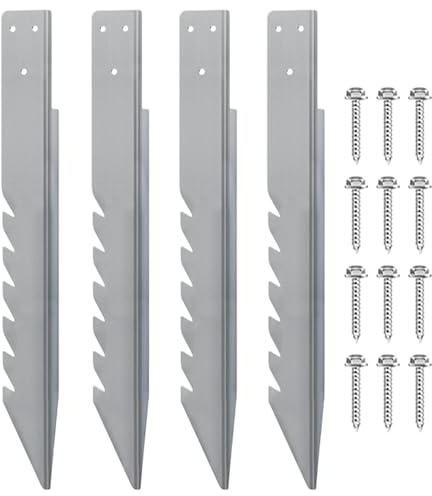 Zaunpfosten aus Metall – 4 Stück robuste Metallheringe zur Befestigung am Boden der Schaukel | verrottungsfeste Spitzen für Spielturm, Haus, Bauernhof, Rankgitter, Klettern, Terrasse und Garten