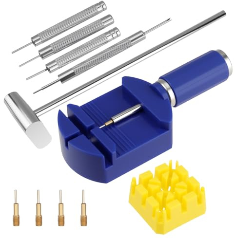 NIRJIK Kit Outil Réparation Bracelet Montre, Outil pour Raccourcir Bracelets de Montre, Chasse-Goupille et Kit d’Horloger Multifonction avec Tiges de Rechange et Accessoires