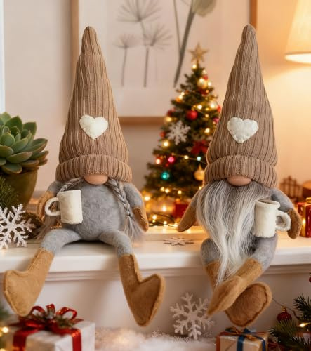 2 Stück Kaffee Gonks Gnomes Plüsch Puppe,Kaffee Wichtel Deko Wichtel,Handgemachte Schwedische Plüsch Caffee Zwerge,Glückszwerg, Kaffeeliebhaber Geschenke für Cafe Küche Home Office Dekorationen