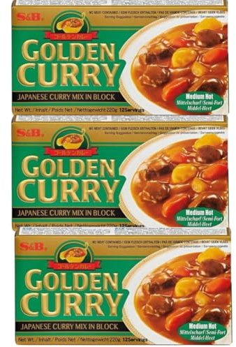 3x220g S&B GOLDEN CURRY GREEN - Japanese Curry Mix - vegetarian no meat contained - Geschmack: Medium