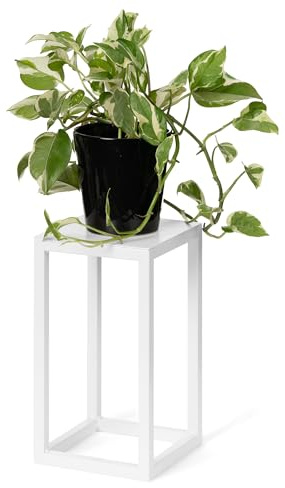 LAMO Manufaktur Blumenständer Weiß aus Metall 28 cm | Pflanzensäule für Innenräume - Wohnzimmer, Schlafzimmer | Blumenständer modern zur Hochzeit, Sockel für Skulpturen und Deko, kleiner Blumenhocker