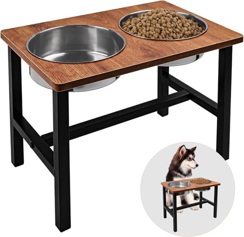 Gamelle surélevée pour chien, support de gamelle surélevée pour chien avec 2 gamelles en acier inoxydable, mangeoire pour chiens de taille moyenne et grande