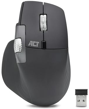 ACT Drahtlose Multi-Connect-Maus Bluetooth und USB-Empfänger, wiederaufladbar, 4800 DPI mit geräuschlosem klick, schnellem Scrollrad und Daumen-Scrollrad, umweltfreundlich AC5147