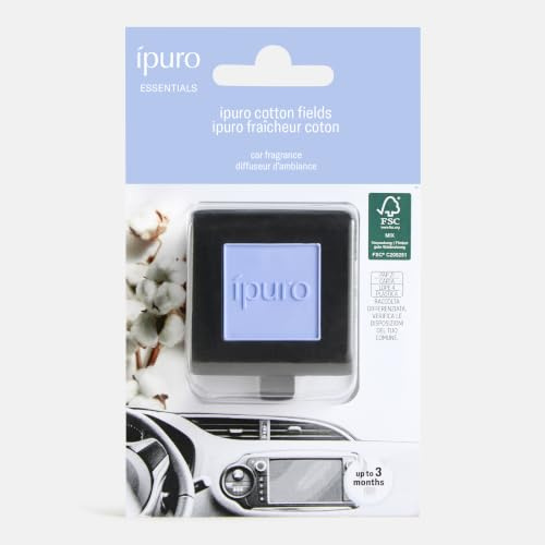 ipuro Car Line Autoduft Clip COTTON FIELDS - Auto Lufterfrischer mit Sternanis, Vanilleblume, Tonkabohne & Moschus Duft - Autoparfum frisch pudrig & beruhigend - Duftclip für Auto Innenraum