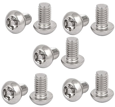 sourcing map M6x10mm Vis Inviolable Tête Bombée Torx Bouton 304 Acier Inoxydable Sécurité 10pcs