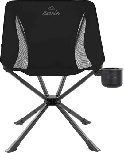 normani Leichter Camping Klappstuhl Angelstuhl - extra stabil mit Getränkehalter und kleinem Packmaß Farbe Schwarz