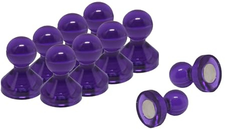 Small Purple Acrylic Push Pin Magnet for Fridge, Whiteboard, Noticeboard, Filing Cabinet - 11mm dia x 17mm tall - Pack of 100