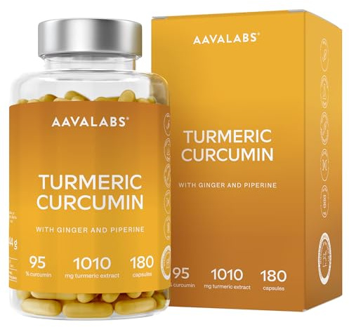 Cúrcuma con Jengibre y Pimienta Negra - 180 Cápsulas | 95% Curcumina, 2 Cápsulas al Día, 100% Veganas