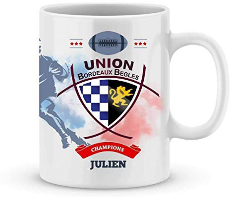 Mug Bordeaux Bègles Rugby Top 14 à personnalisé avec votre prénom - Cadeau personnalisé rugby top 14 Bordeaux Bègles - Cadeau anniversaire - Cadeau fête des pères - Cadeau Noël