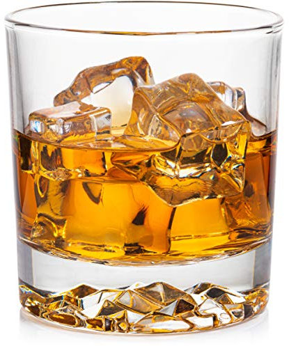 Whiskey Glass Set of 4 with Brilliant Mountain Imprint. Perfect for Whiskey, Bourbon, Scotch and Cocktails. Classic Design with a Modern Touch. Best Large 11.5 Ounce Premium Tumblers.