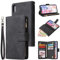 UEEBAI Wallet Case for iPhone X iPhone Xs, Premium Vintage PU Leather Magnetic Closure Handbag Zipper Pocket Case Kickstand Card Holder Slots with Wrist Strap TPU Shockproof Flip Cover - Black