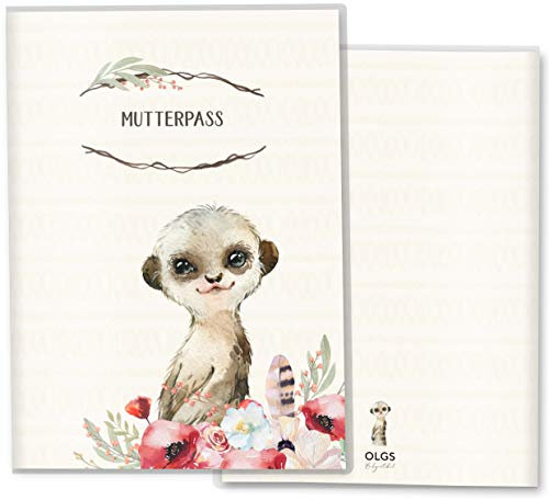 OLGS Mutterpasshülle Wildnis | Baby Schwangerschaft Geschenkidee Schutzhülle für den Mutterpass | Für werdende Mütter (Deutsche Mutterpasshülle ohne Personalisierung, Erdmännchen)