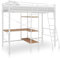 vidaXL Etagenbett mit Tischrahmen Metallbett Hochbett Bett Kinderbett Jugendbett Bettgestell Schlafzimmerbett Weiß Metall 90x200cm