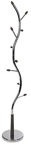 Versa Swindon Minimalistischer Garderobenständer für den Eingangsbereich, mit 9 Haken für Kleidung oder Taschen, Maßnahmen (H x L x B) 185 x 30 x 30 cm, Metall, Farbe: Silber