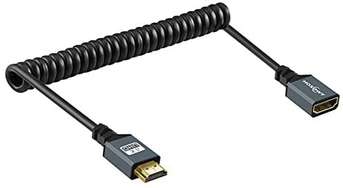 Twozoh Câble Spiralé HDMI Rallonge, Plug-Play Extension Mâle vers Femelle, 3D 4K@60Hz 2,0a/b 1080p (0,3M-1,5M)